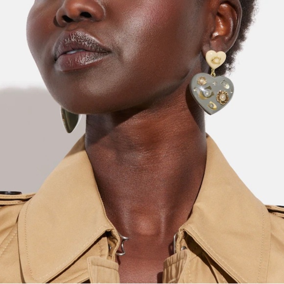 Coach Signature Heart Statement Drop Earrings ,nwt. - Picture 2 of 3